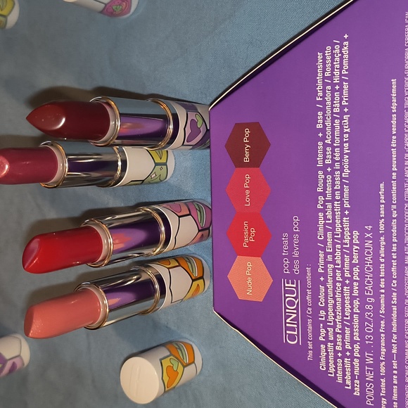 Clinique Lipstick Set of 4 Pop Treats New In Box - Picture 10 of 11